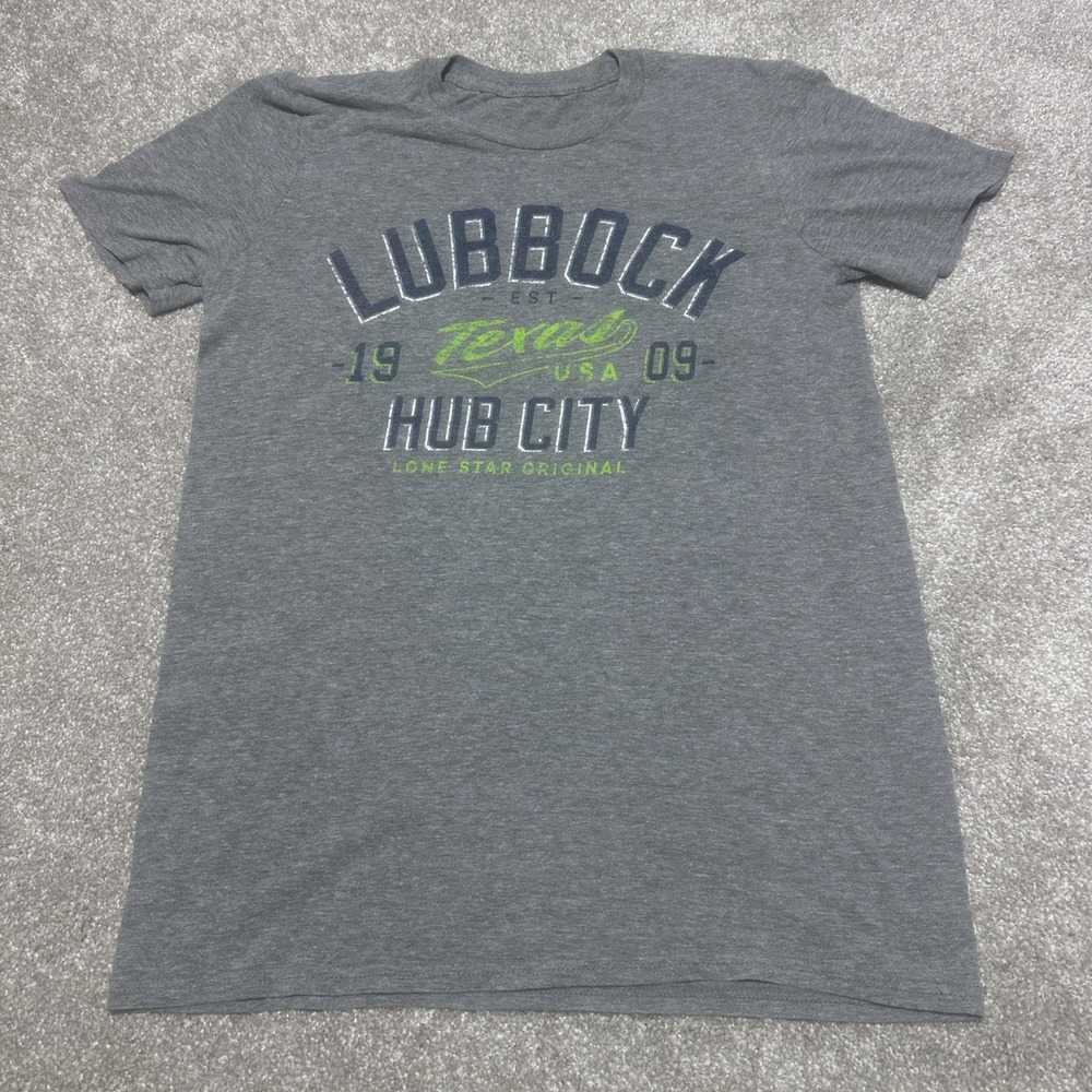 Mens M Lubbock Texas Hub City Graphic Tee Grey Short Sleeve Souvenir T-Shirt